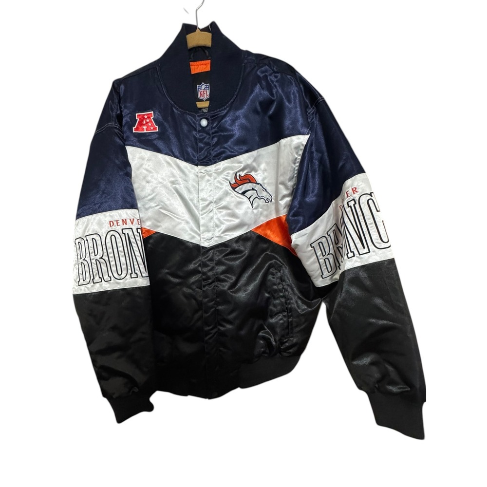 NFL Denver Broncos G-III Satin Varsity XXL‎ Bomber Jacket Navy white oversized